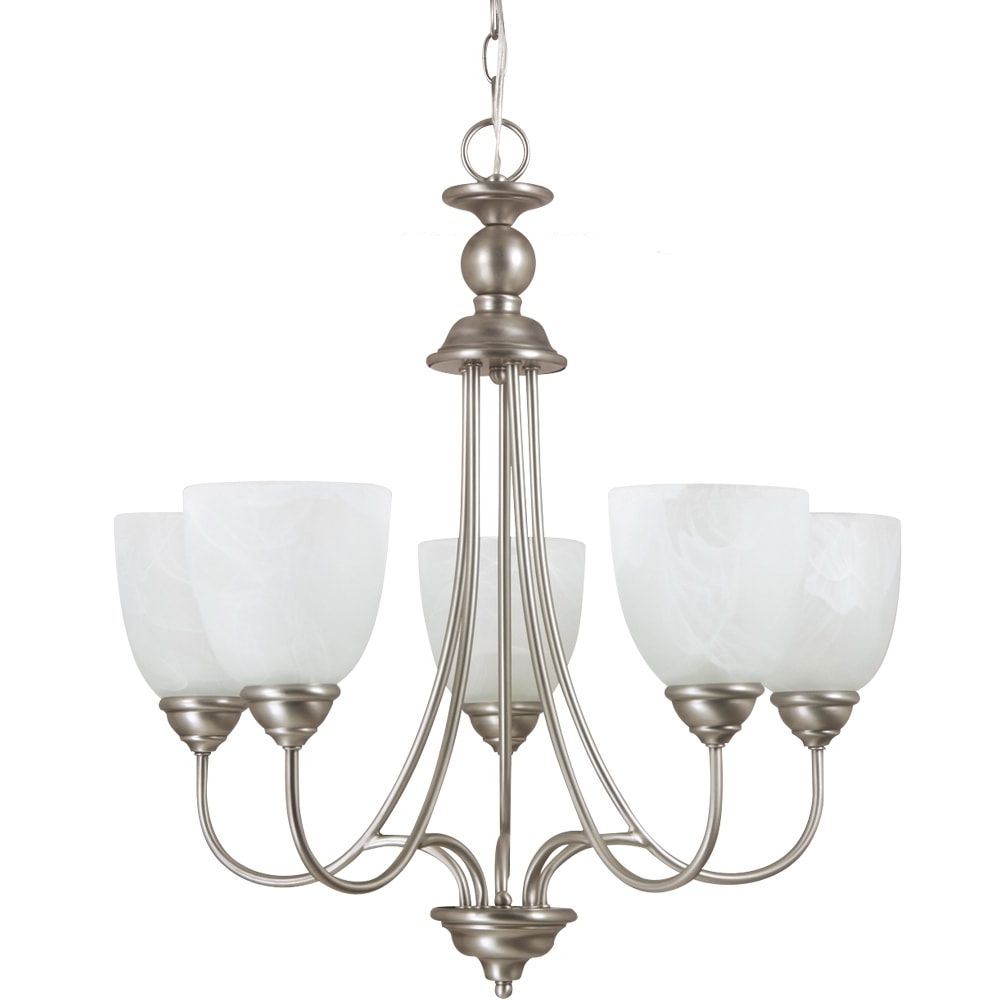Recent Satin Nickel Five Light Single Tier Chandeliers Pertaining To Shop Sea Gull Lighting Lemont 5 Light Antique Brushed (View 6 of 20)
