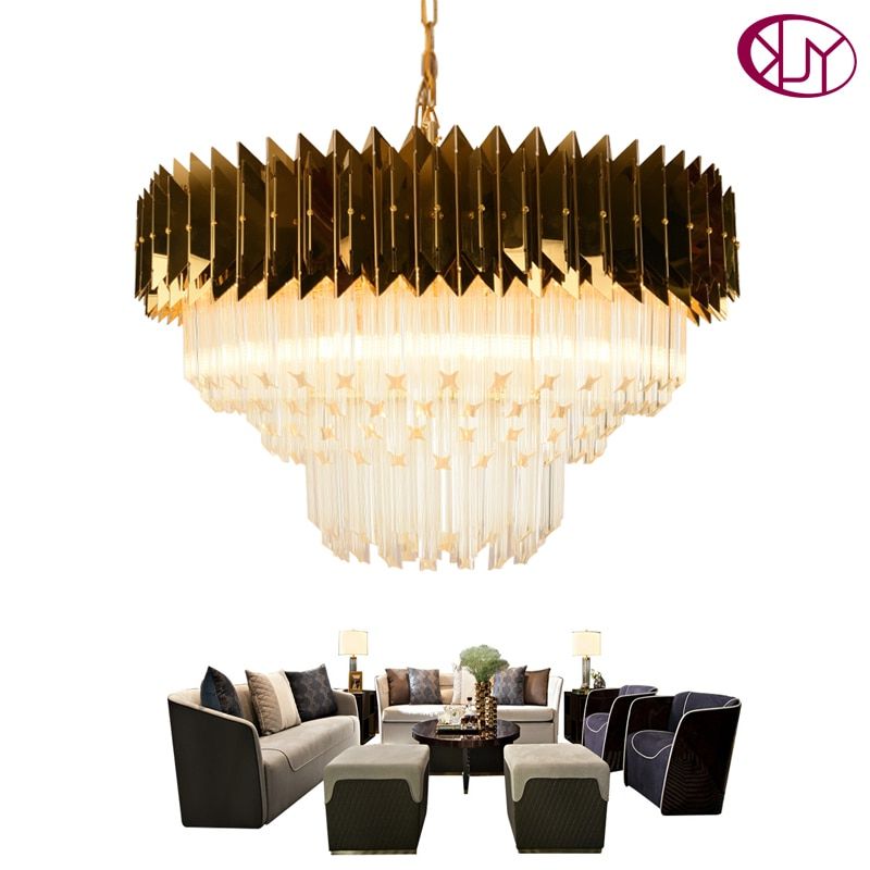 Recent Steel 13 Inch Four Light Chandeliers Throughout Youlaike Modern Chain Chandelier Lighting Luxury Gold (View 6 of 20)