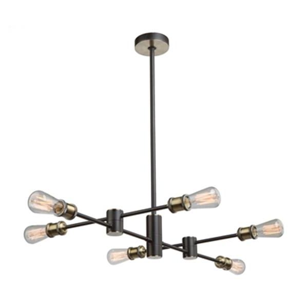 Satin Black 42 Inch Six Light Chandeliers Within Most Recently Released Artcraft Lighting Tribeca Matte Black/satin Brass 6 Light (View 6 of 20)