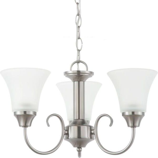 Sea Gull Lighting Holman 3 Light Brushed Nickel Single Within Most Recent Satin Nickel Five Light Single Tier Chandeliers (View 5 of 20)