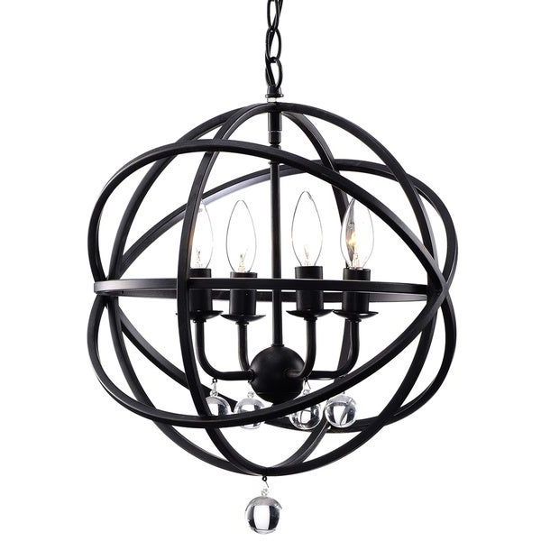 Shop Silver Orchid Shearer Antique Black Metal Sphere 4 Intended For Most Current Four Light Antique Silver Chandeliers (View 13 of 20)