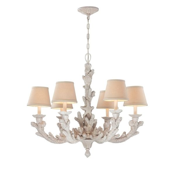 Six Light Chandeliers In Most Recently Released Sanibel Coral Six Light Chandelier 24" High – Overstock (View 19 of 20)