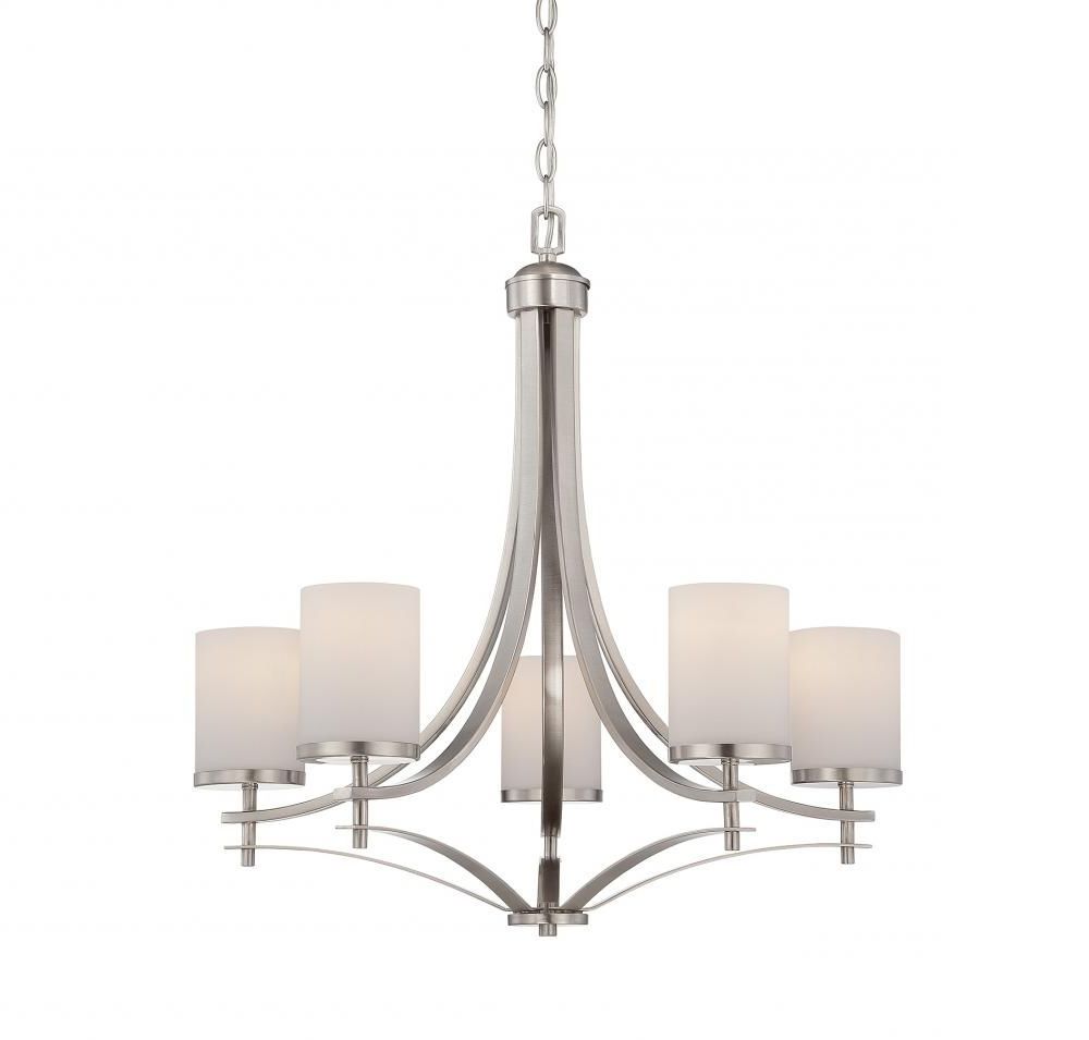 Southern Lights Within Current Satin Nickel Five Light Single Tier Chandeliers (View 8 of 20)