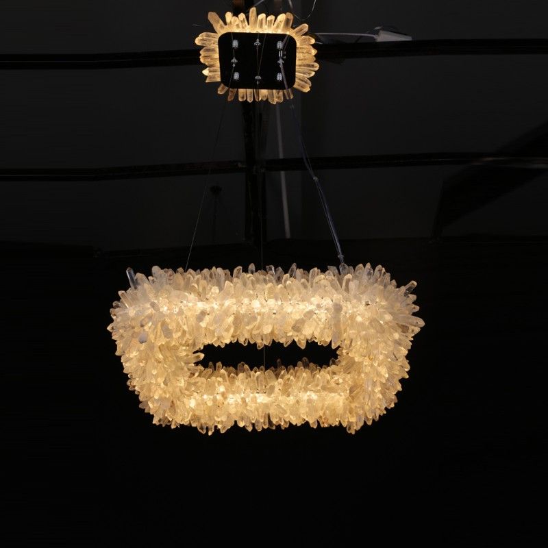 Square Geode Quartz Crystal Chandelier – Quartz Crystal Throughout 2019 Bubbles Clear And Natural Brass One Light Chandeliers (View 15 of 20)