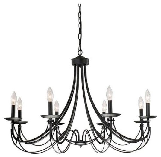 Steel Eight Light Chandeliers In Favorite Contemporary Iron 8 Light Black Chandelier – Transitional (View 6 of 20)