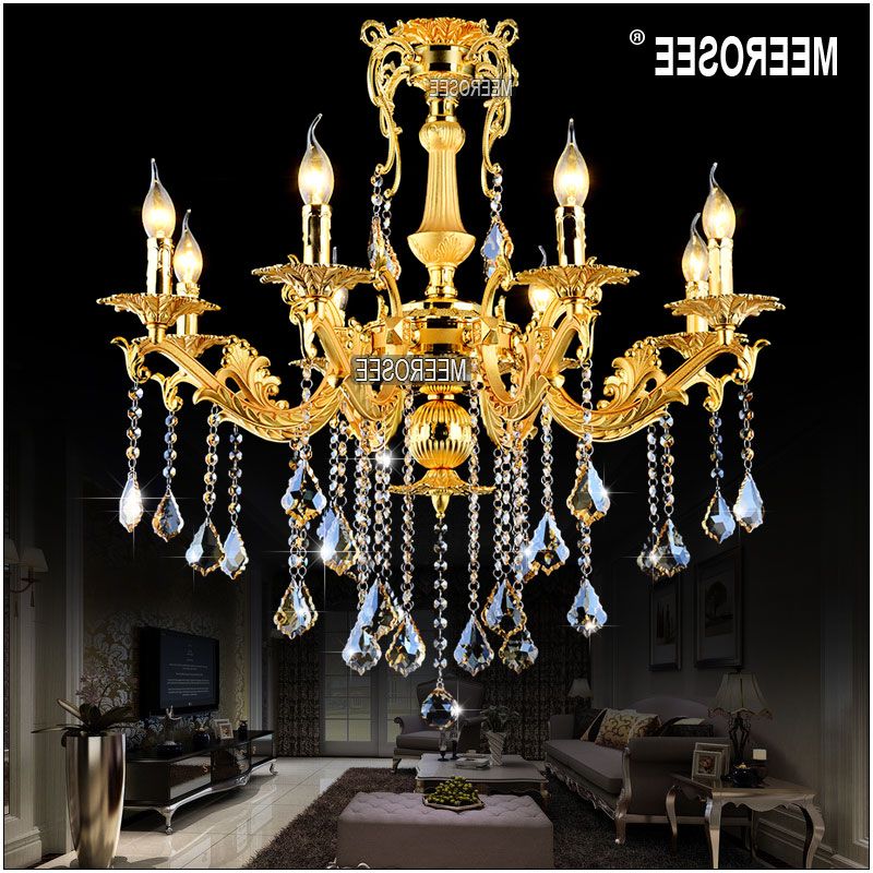 Steel Eight Light Chandeliers Within Widely Used Gold Crystal Chandelier Lighting Fixture 8 Arms Classic (View 9 of 20)
