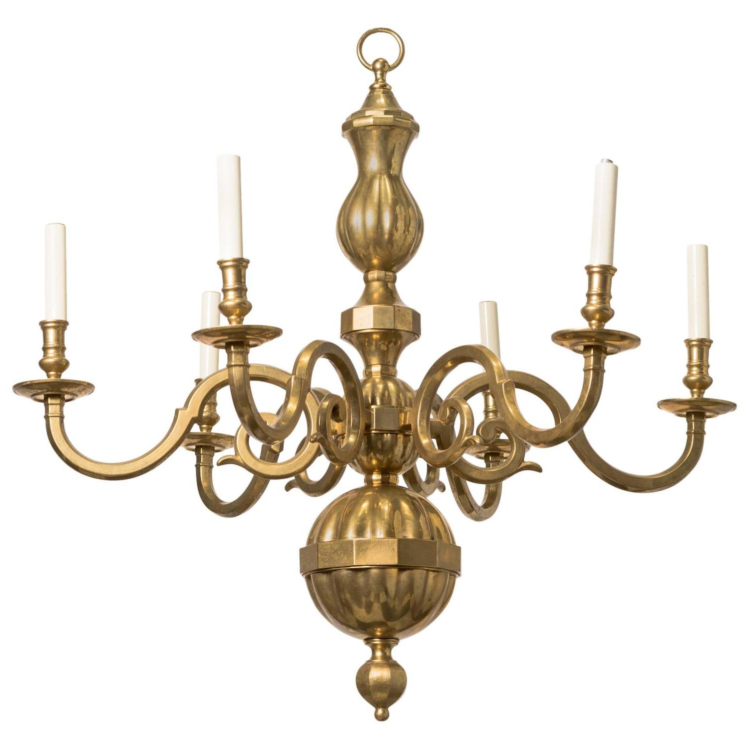 Traditional Solid Brass Six Arm Chandelier At 1stdibs In 2019 Natural Brass Six Light Chandeliers (View 1 of 20)