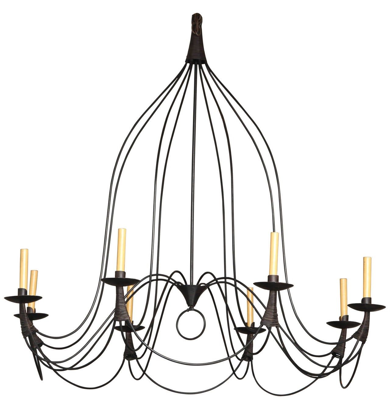 Trendy Midcentury Black Iron Eight Arm Chandelier At 1stdibs Intended For Black Iron Eight Light Minimalist Chandeliers (View 15 of 20)