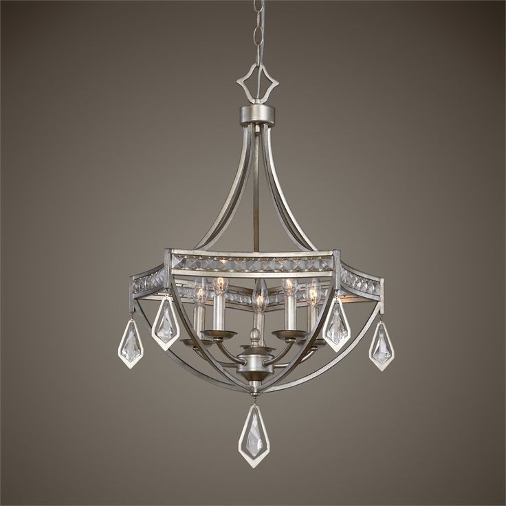 Trendy Uttermost Tamworth Burnished Silver Champagne Leaf Five Inside Burnished Silver 25 Inch Four Light Chandeliers (View 14 of 20)