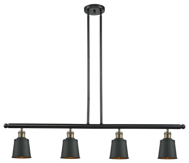 Trio Black Led Adjustable Chandeliers In Well Known Innovations 4 Lt Led Addison 48" Adjustable Island Lt Led (View 8 of 20)