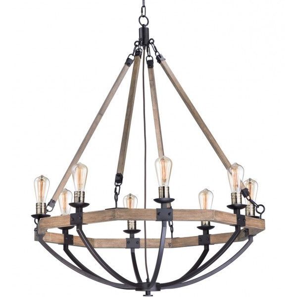 Weathered Oak And Bronze 38 Inch Eight Light Adjustable Chandeliers Pertaining To Well Known Maxim Lighting – 20338wobz – Lodge Weathered Oak/bronze  (View 1 of 20)