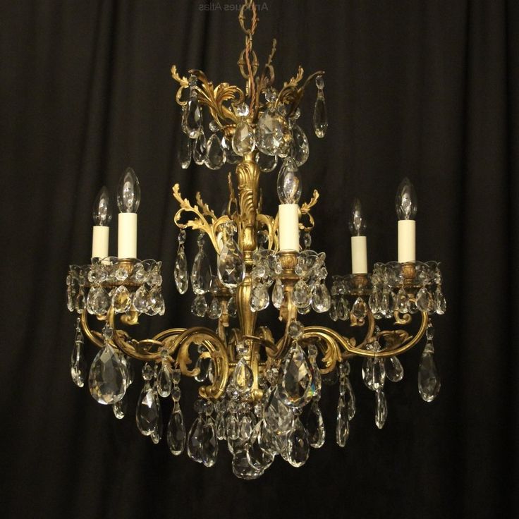 Well Known Antique Gild One Light Chandeliers For Italian Gilt Bronze 6 Light Antique Chandelier (View 16 of 20)