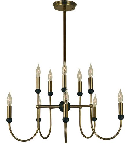 Well Known Black And Brass 10 Light Chandeliers Intended For Framburg 4795ab/mblack Nicole 10 Light 25 Inch Antique (View 5 of 20)