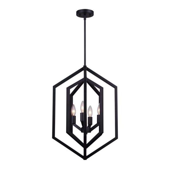 Well Known Isle Matte Black Four Light Chandeliers In Canarm Netto 4 Light Matte Black Chandelier Ich1010a04bk (View 3 of 20)