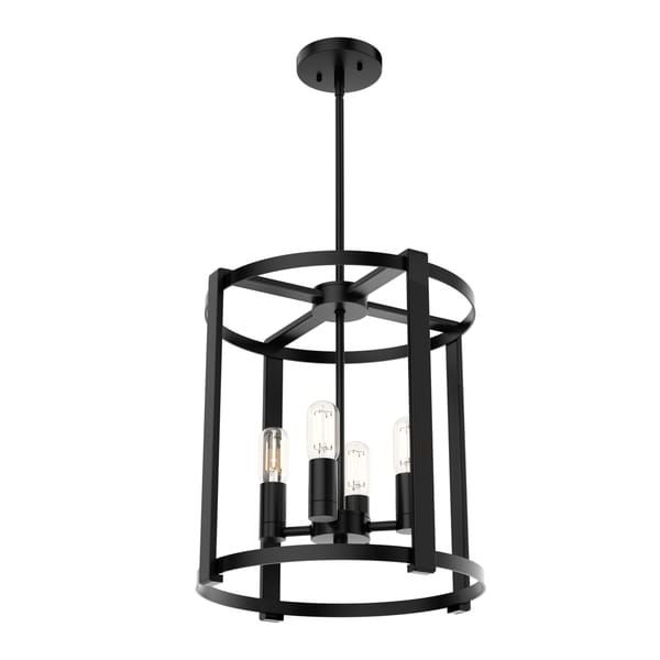 Well Known Matte Black Nine Light Chandeliers With Regard To Shop Hunter Astwood Collection Matte Black 4 Light Lantern (View 8 of 20)