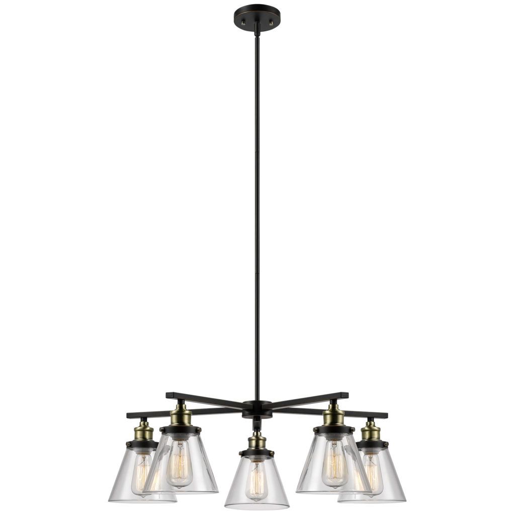 Well Known Oil Rubbed Bronze And Antique Brass Four Light Chandeliers Throughout Globe Electric Shae 5 Light Oil Rubbed Bronze & Antique (View 1 of 20)