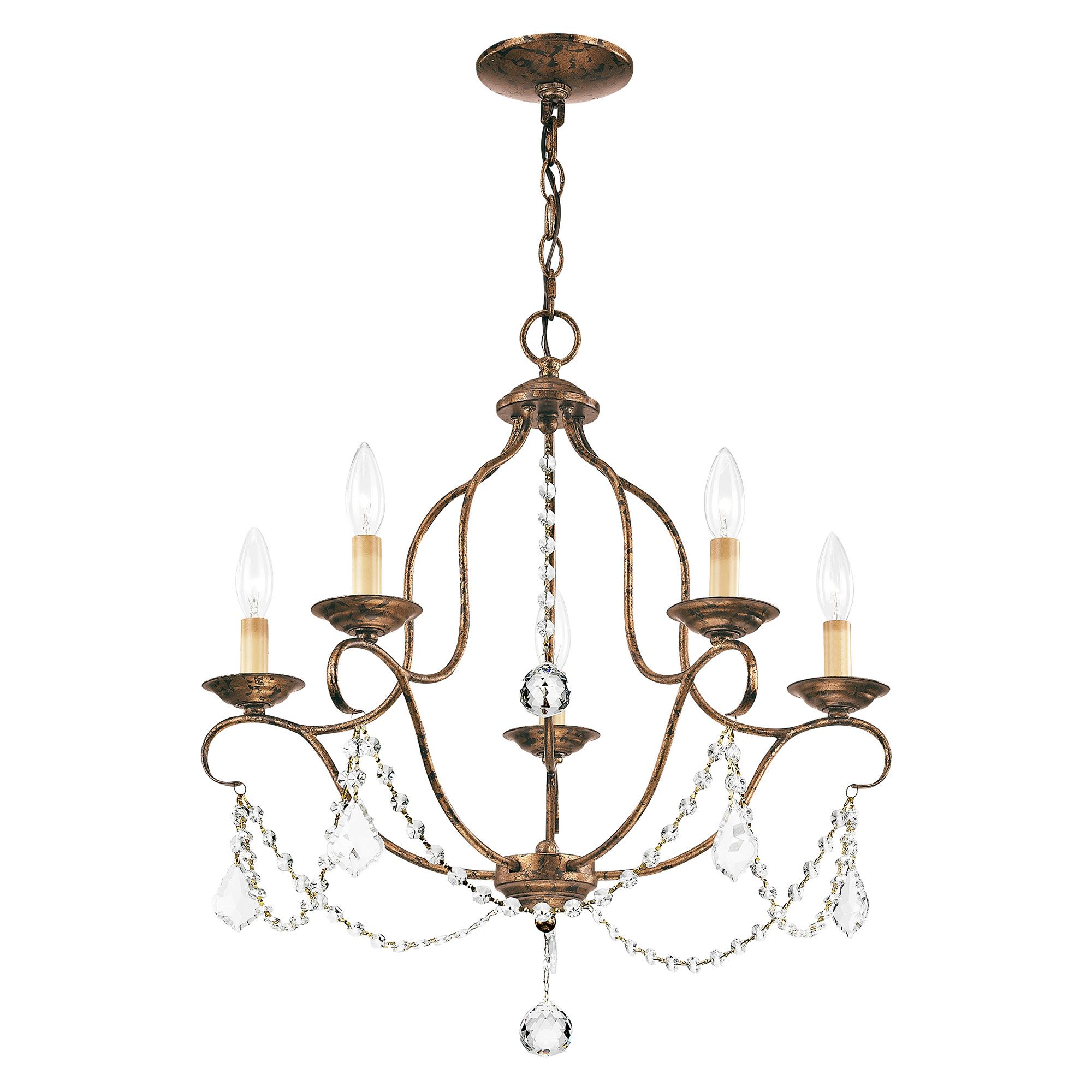 Well Known Satin Nickel Five Light Single Tier Chandeliers For Livex Lighting 6435 Chesterfield 5 Light 1 Tier Chandelier (View 16 of 20)