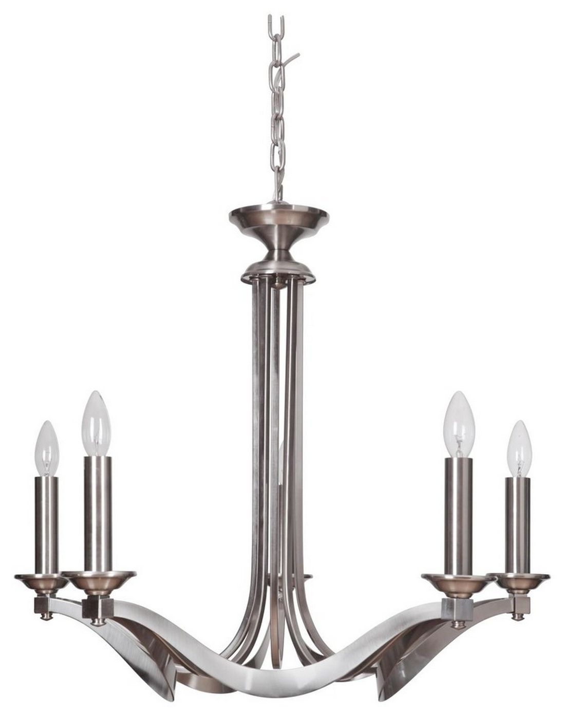 Well Known Satin Nickel Five Light Single Tier Chandeliers Pertaining To Surprising Chandeliers Assembly Required Yes Color Satin (View 17 of 20)