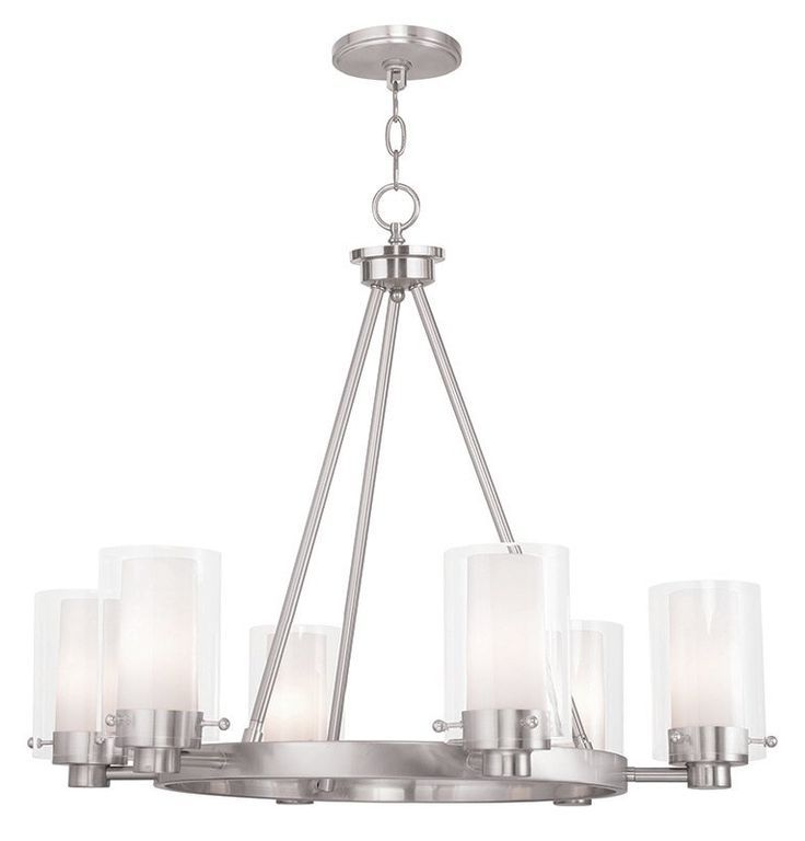 Well Known Stone Grey With Brushed Nickel Six Light Chandeliers Within Levi 6 Light Shaded Wagon Wheel Chandelier (View 16 of 20)