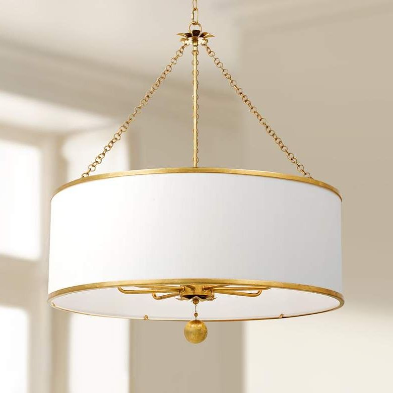 Well Liked Crystorama Broche 29" Wide Antique Gold Drum Chandelier For Antique Gold Three Light Chandeliers (View 12 of 20)