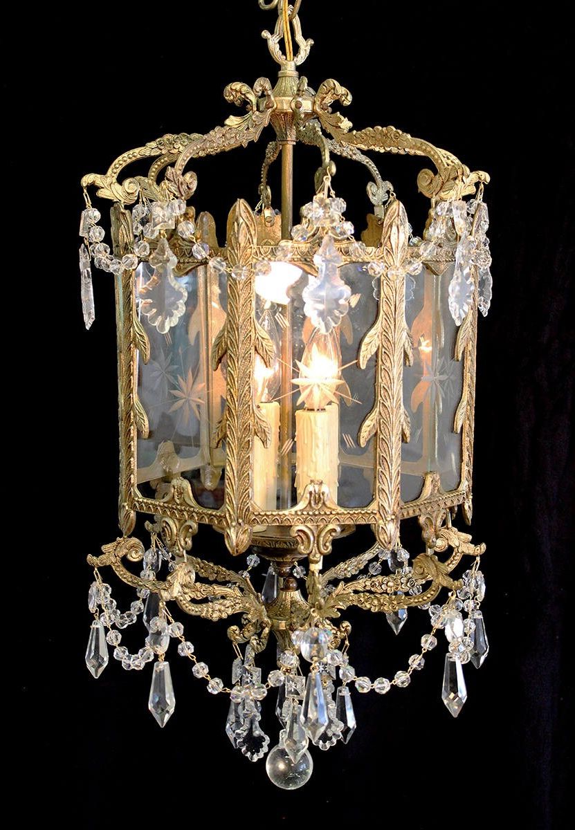Well Liked Elegant! 4 Light,15 X 25 Vintage, Indoor Brass Lantern Throughout Brass Four Light Chandeliers (View 21 of 21)