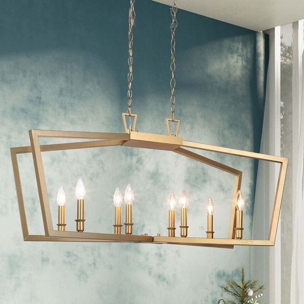 Well Liked Shop Modern Glam Symmetrical Metal 8 Light Kitchen Island Intended For Steel Eight Light Chandeliers (View 10 of 20)