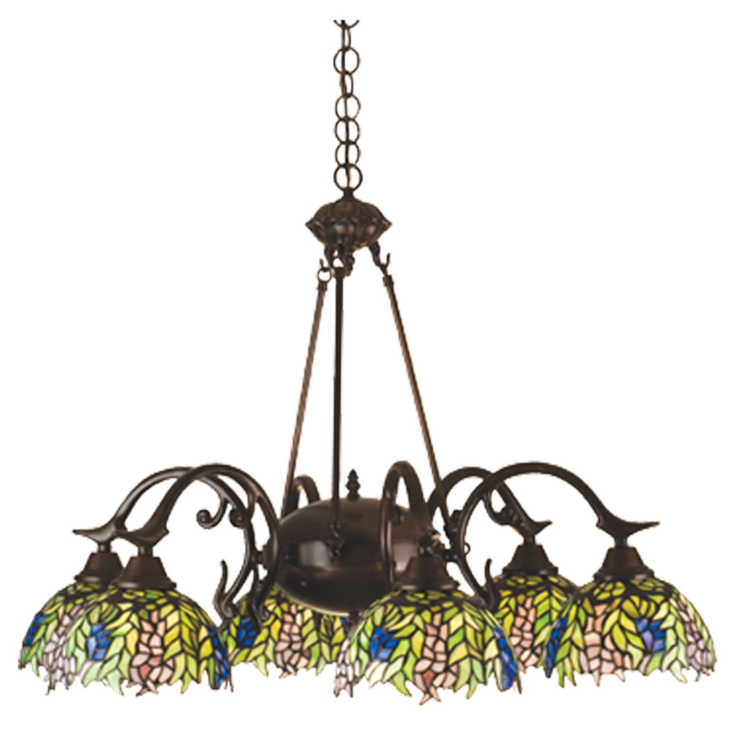 Well Liked Six Light Chandeliers Intended For Meyda 27397 Tiffany Honey Locust Six Light Chandelier (View 11 of 20)