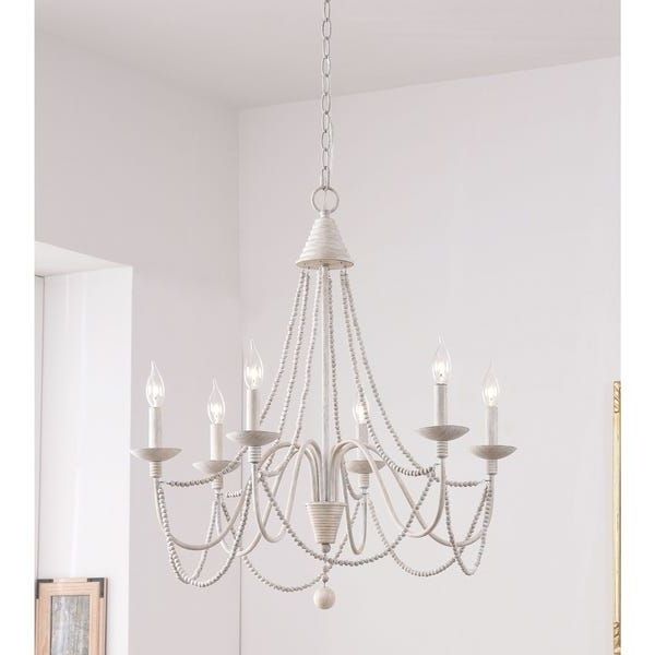 White And Weathered White Bead Three Light Chandeliers Pertaining To Popular Overstock: Online Shopping – Bedding, Furniture (View 13 of 20)