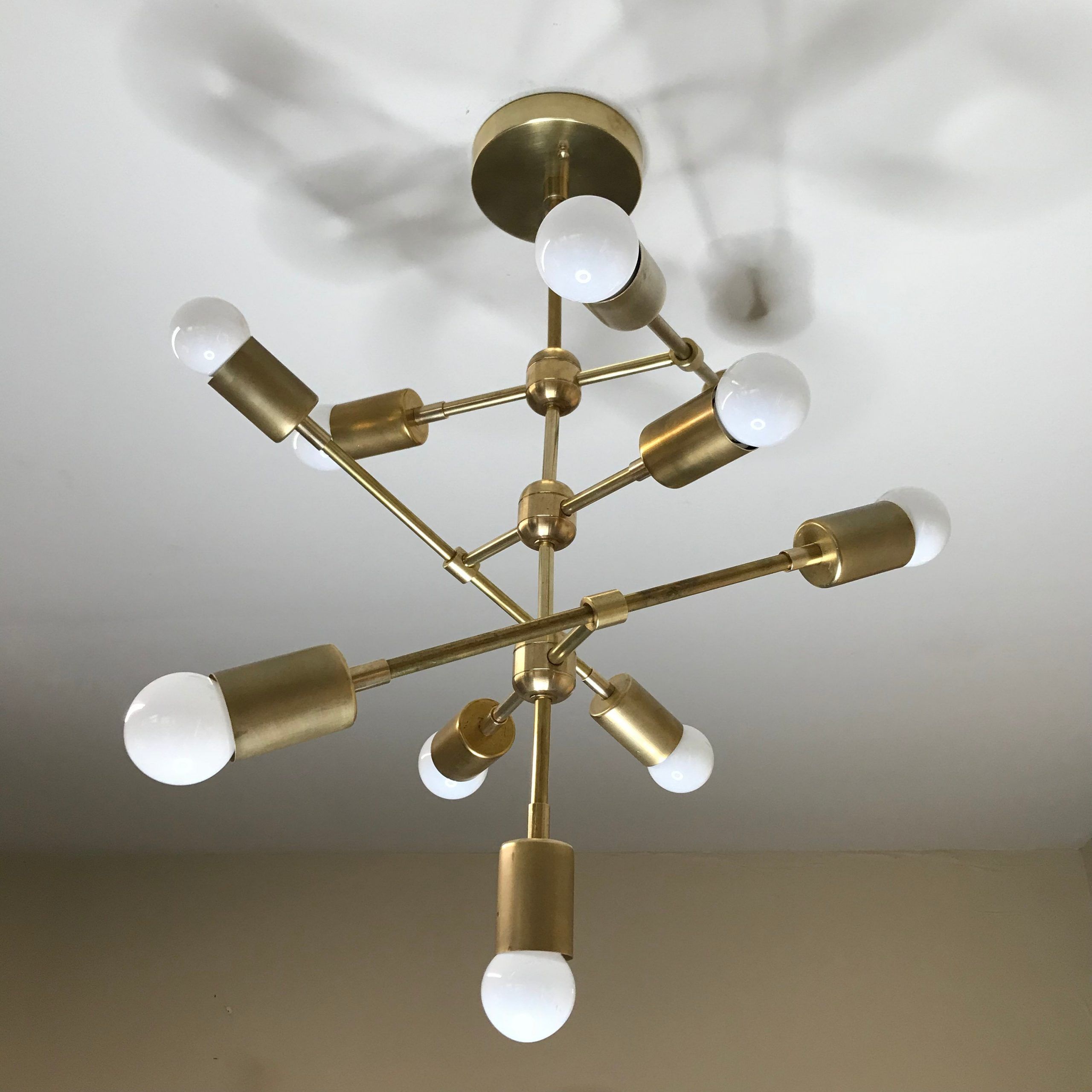 Widely Used Black And Brass 10 Light Chandeliers For Gold Raw Brass Modern Geometric Sputnik Chandelier  (View 8 of 20)
