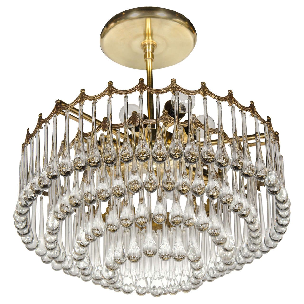 Widely Used Brass Four Light Chandeliers Throughout 1940s Hollywood Four Tier Teardrop Chandelier With Brass (View 14 of 21)