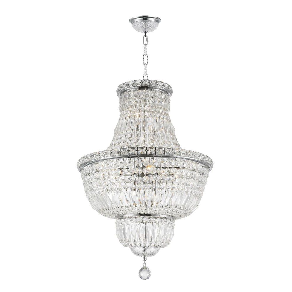 Widely Used Polished Chrome Three Light Chandeliers With Clear Crystal Throughout Worldwide Lighting Empire 12 Light Polished Chrome And (View 15 of 20)