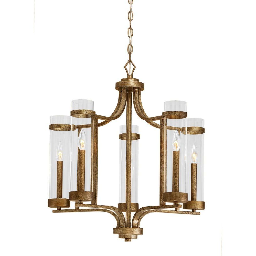 Widely Used Unbranded Milan Collection 5 Light Vintage Gold Chandelier Intended For Antique Gild Two Light Chandeliers (View 13 of 20)