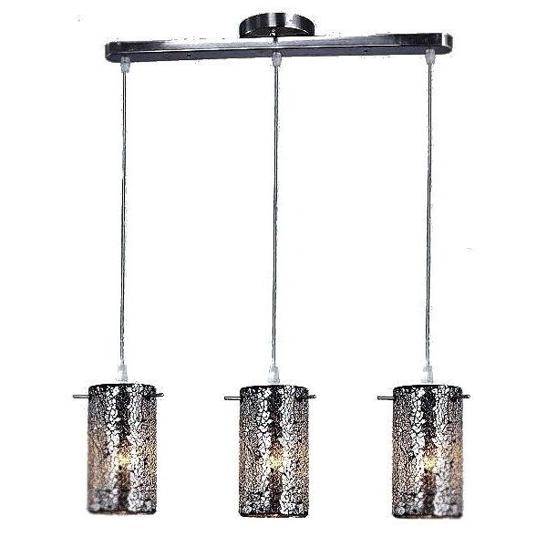 10695 Mosaic – Small Cylindrical Black/gold Mosaic 3 Light Pertaining To Best And Newest Dark Bronze And Mosaic Gold Pendant Lights (View 13 of 20)
