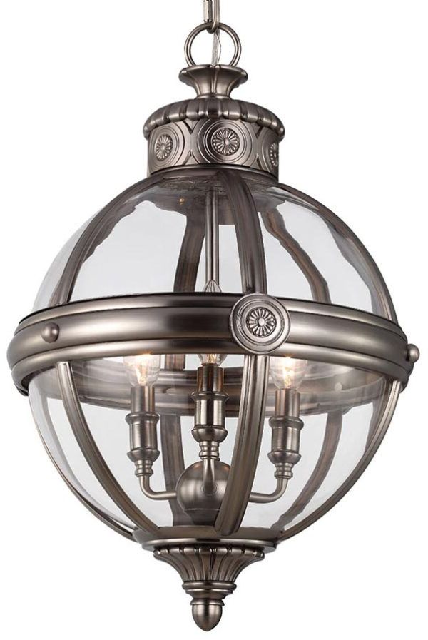2019 Feiss Adams Pendant Chandelier 3 Light Globe Lantern Intended For 3 Light Pendant Chandeliers (View 13 of 20)