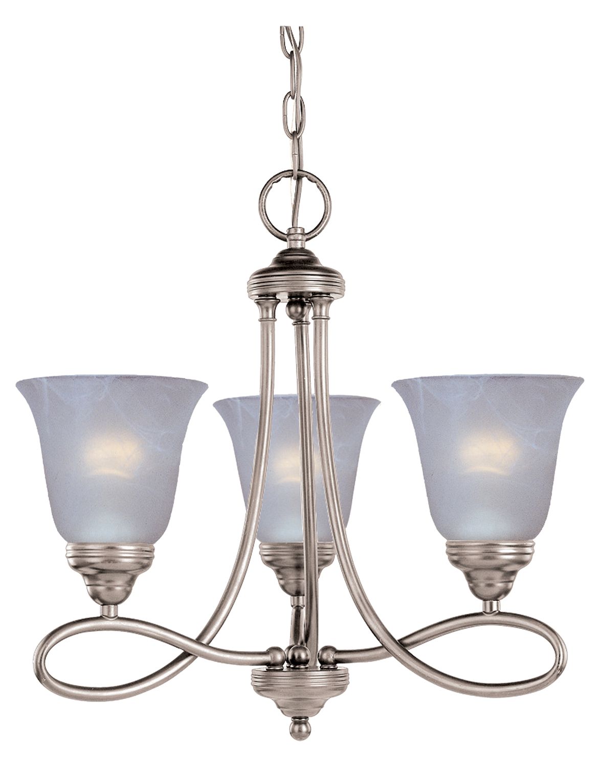 2020 Maxim Three Light Satin Nickel Marble Glass Up Mini In Satin Nickel Crystal Chandeliers (View 13 of 20)