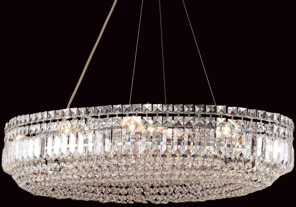 2020 Olovo Chrome Oval 12 Light Strass Crystal Chandelier Regarding Chrome And Crystal Pendant Lights (View 8 of 20)