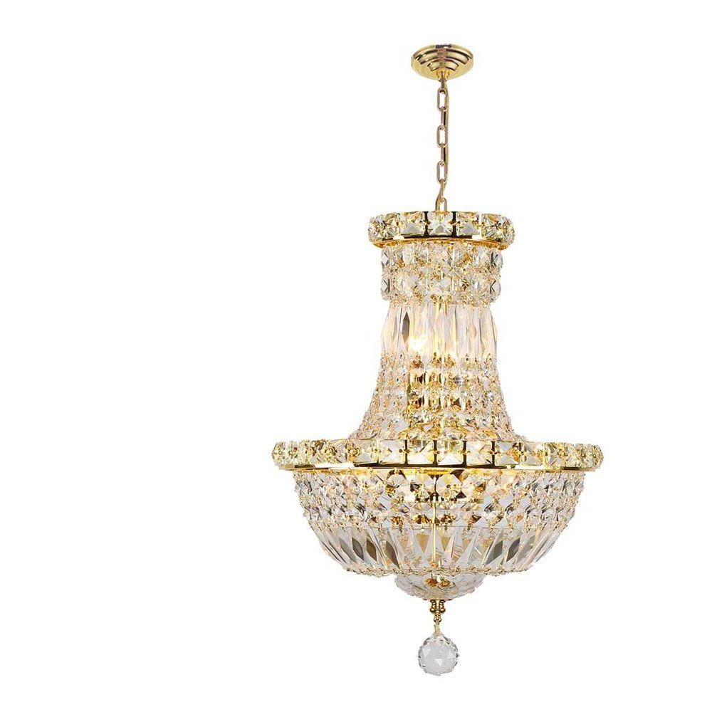 2020 Worldwide Lighting Empire Collection 6 Light Polished Gold For Soft Gold Crystal Chandeliers (View 10 of 20)