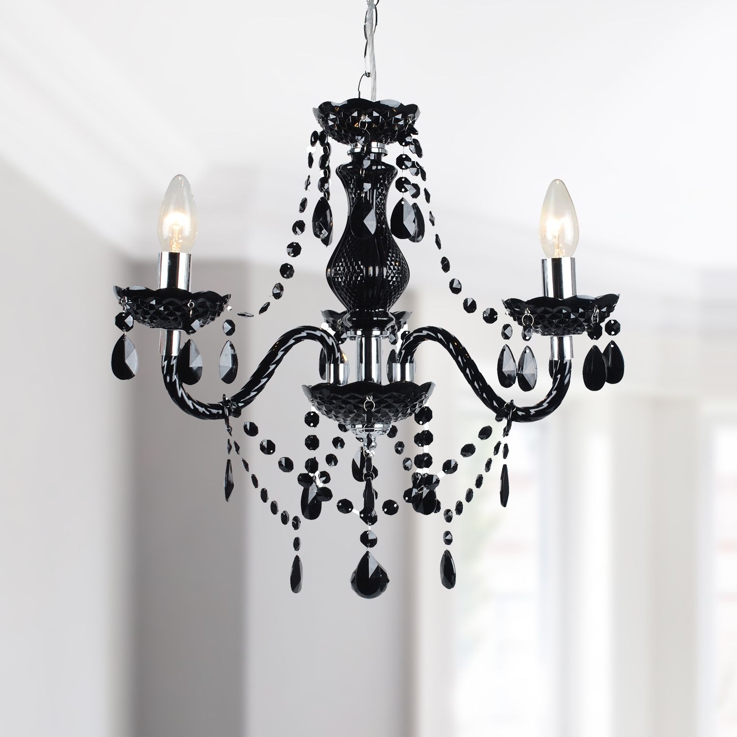 3 Light Pendant Chandeliers Intended For Most Up To Date Modern Classic Black & Chrome Marie Therese 3 Light (View 14 of 20)
