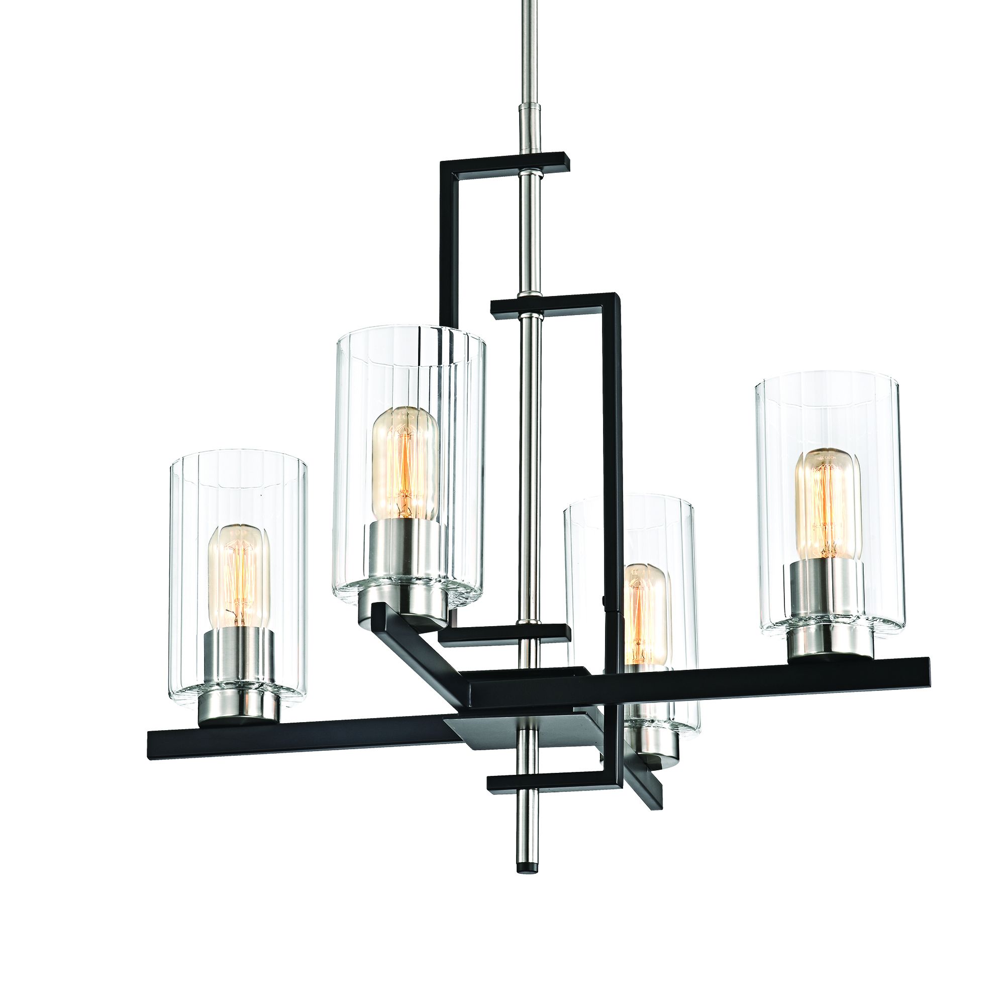 4 Light Black And Brushed Nickel Pendant Chandelier Clear With Regard To Latest Polished Nickel And Crystal Modern Pendant Lights (View 15 of 20)