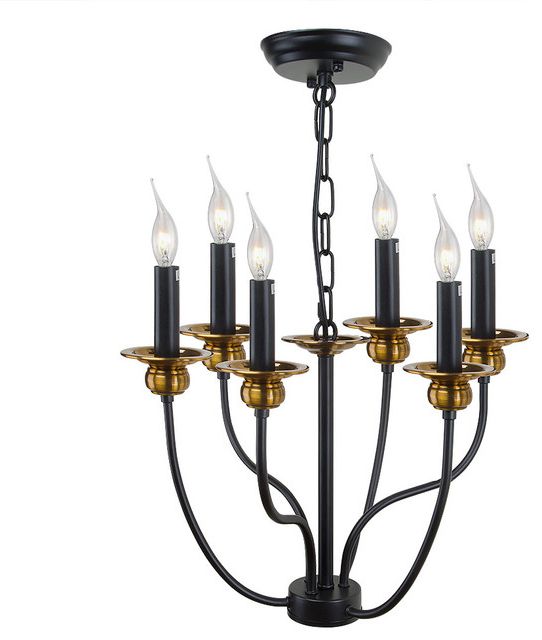 6 Light Chandelier With Candle Shaped Bulbs, Matte Black Regarding Widely Used Matte Black Chandeliers (View 18 of 20)