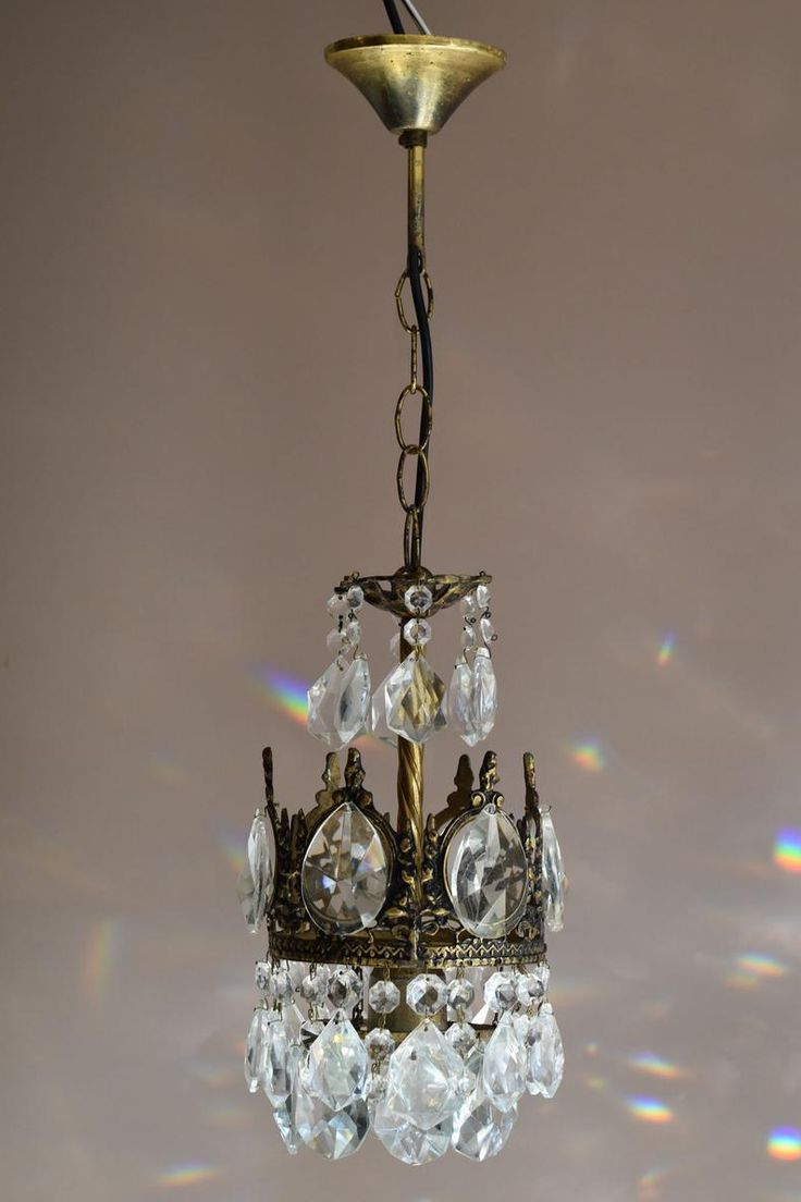 Antique Brass Crystal Chandeliers With Regard To Well Known Petite Antique Brass Crystal Chandelier Vintage Mini (View 19 of 20)
