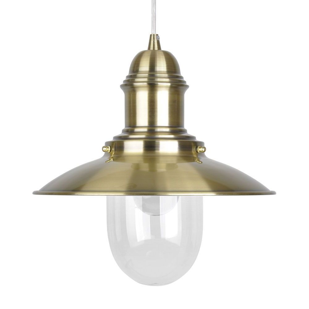 Antique Gold Pendant Lights Regarding Famous Antique Brass / Gold & Clear Glass Fishermans Ceiling (View 20 of 20)