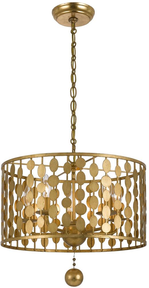 Antique Gold Pendant Lights With Regard To Fashionable Crystorama 545 Ga Layla Modern Antique Gold Drum Pendant (View 4 of 20)