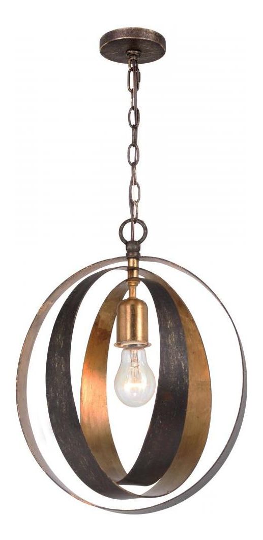 Antique Gold Pendant Lights Within Preferred Crystorama English Bronze / Antique Gold Luna 1 Light (View 3 of 20)