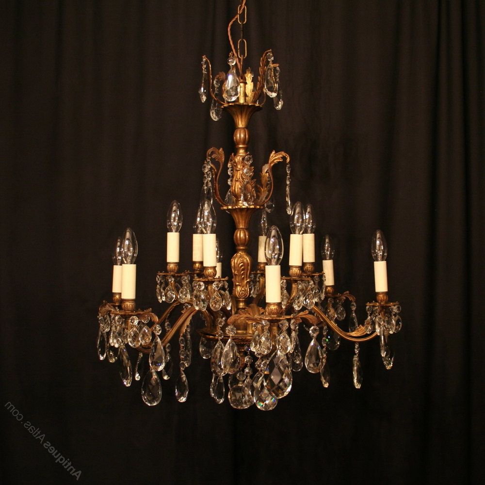 Antiques Atlas – An Italian Bronze & Crystal Antique Throughout Current Antique Brass Crystal Chandeliers (View 2 of 20)