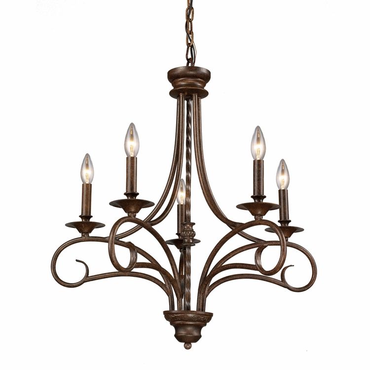 Best And Newest Elk Lighting – Gloucester 5 Light Chandelier In Weathered With Weathered Oak And Bronze Chandeliers (View 18 of 20)