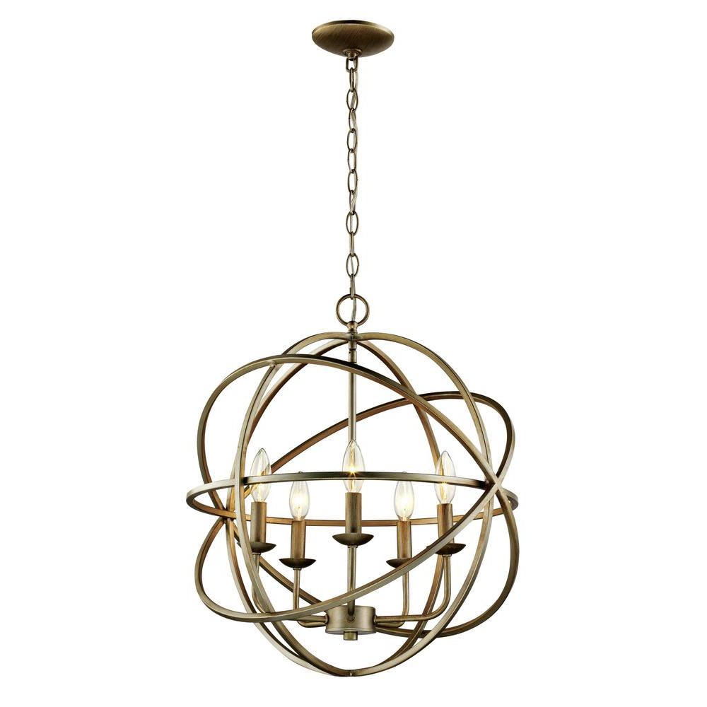 Best And Newest Warm Antique Gold Ring Chandeliers In Bel Air Lighting 5 Light Antique Silver Multi Ring Orb (View 8 of 20)