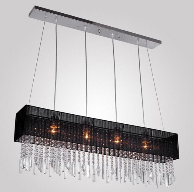 Black Finish Modern Chandeliers Regarding Preferred Fashion Black Rectangle Crystal Chandeliers With 4 Lights (View 18 of 20)