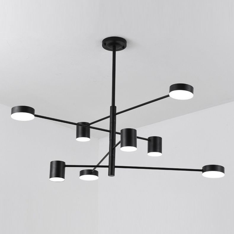 Black Modern Chandeliers For Popular Mid Century Modern 8 Light Led Chandelier With Rotatable (View 17 of 20)