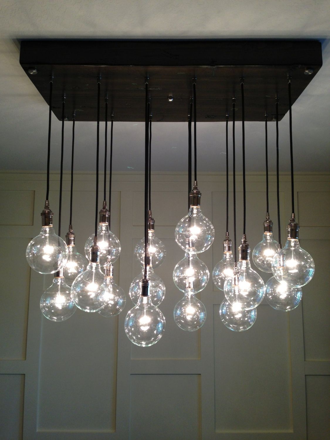 Black Modern Chandeliers Intended For Best And Newest Custom Industrial Chandelier With Modern Glass Pendants (View 18 of 20)